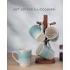 imagefamiware Coffee Mugs Set 13 oz Mug Set of 4 Stoneware Cups for Latte Hot Tea Mocha Cocoa Cappuccino Microwave and Dishwasher Safe Glacier Series Sage GreenGlacierAqua