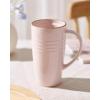 imagefamiware Jupiter Large Coffee Mug 20oz Coffee Mug with Lid Ceramic Mugs Set of 2 Cup Set with Handle for Latte Tea Cocoa Milk Home ampamp Office Microwave and Dishwasher Safe Vanilla WhiteLight Pink