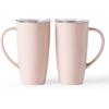 imagefamiware Jupiter Large Coffee Mug 20oz Coffee Mug with Lid Ceramic Mugs Set of 2 Cup Set with Handle for Latte Tea Cocoa Milk Home ampamp Office Microwave and Dishwasher Safe Vanilla WhiteLight Pink
