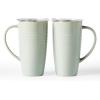 imagefamiware Jupiter Large Coffee Mug 20oz Coffee Mug with Lid Ceramic Mugs Set of 2 Cup Set with Handle for Latte Tea Cocoa Milk Home ampamp Office Microwave and Dishwasher Safe Vanilla WhiteLight Green