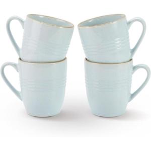 imagefamiware Coffee Mugs Set 13 oz Mug Set of 4 Stoneware Cups for Latte Hot Tea Mocha Cocoa Cappuccino Microwave and Dishwasher Safe Glacier Series Sage GreenJupiterLight Blue