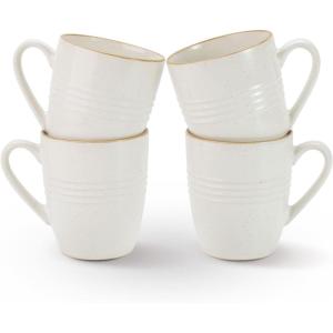 imagefamiware Coffee Mugs Set 13 oz Mug Set of 4 Stoneware Cups for Latte Hot Tea Mocha Cocoa Cappuccino Microwave and Dishwasher Safe Glacier Series Sage GreenJupiterWhite