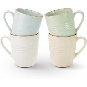 imagefamiware Coffee Mugs Set 13 oz Mug Set of 4 Stoneware Cups for Latte Hot Tea Mocha Cocoa Cappuccino Microwave and Dishwasher Safe Glacier Series Sage GreenJupiterMulticolor