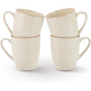 imagefamiware Coffee Mugs Set 13 oz Mug Set of 4 Stoneware Cups for Latte Hot Tea Mocha Cocoa Cappuccino Microwave and Dishwasher Safe Glacier Series Sage GreenJupiterVanilla White