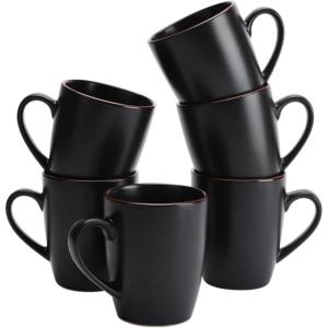imagefamiware Venus Coffee Mugs for 6 14 oz Mug Set Dringking Cup with Handle for Coffee Tea Cocoa Milk Dark GreenMatte Black