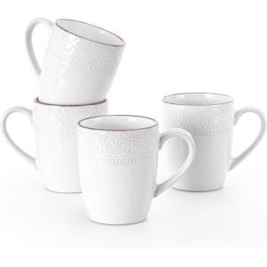 imagefamiware Venus Coffee Mugs for 6 14 oz Mug Set Dringking Cup with Handle for Coffee Tea Cocoa Milk Dark GreenWhite Floral