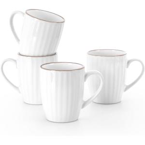 imagefamiware Venus Coffee Mugs for 6 14 oz Mug Set Dringking Cup with Handle for Coffee Tea Cocoa Milk Dark GreenWhite Stripe