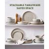 imageFamiware Milkyway Stoneware Dinnerware Sets with Mugs Service for 4 16pcs Plates and Bowls Sets Scratch Resistant Microwave and Dishwasher Safe Dishes Set WhiteMatcha Green