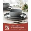 imageFamiware Milkyway Stoneware Dinnerware Sets with Mugs Service for 4 16pcs Plates and Bowls Sets Scratch Resistant Microwave and Dishwasher Safe Dishes Set WhiteDark Gray
