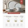 imageFamiware Milkyway Stoneware Dinnerware Sets with Mugs Service for 4 16pcs Plates and Bowls Sets Scratch Resistant Microwave and Dishwasher Safe Dishes Set WhiteLight Gray