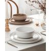 imageFamiware Milkyway Stoneware Dinnerware Sets with Mugs Service for 4 16pcs Plates and Bowls Sets Scratch Resistant Microwave and Dishwasher Safe Dishes Set WhiteWhite  Cinnamon Brown