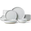 imageFamiware Milkyway Stoneware Dinnerware Sets with Mugs Service for 4 16pcs Plates and Bowls Sets Scratch Resistant Microwave and Dishwasher Safe Dishes Set WhiteLight Gray