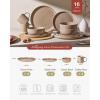 imageFamiware Milkyway Stoneware Dinnerware Sets with Mugs Service for 4 16pcs Plates and Bowls Sets Scratch Resistant Microwave and Dishwasher Safe Dishes Set WhiteCinnamon Brown