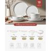 imageFamiware Milkyway Stoneware Dinnerware Sets with Mugs Service for 4 16pcs Plates and Bowls Sets Scratch Resistant Microwave and Dishwasher Safe Dishes Set WhiteWhite