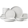 imageFamiware Milkyway Stoneware Dinnerware Sets with Mugs Service for 4 16pcs Plates and Bowls Sets Scratch Resistant Microwave and Dishwasher Safe Dishes Set WhiteWhite