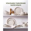 imageFamiware Milkyway Stoneware Dinnerware Sets with Mugs Service for 4 16pcs Plates and Bowls Sets Scratch Resistant Microwave and Dishwasher Safe Dishes Set WhiteCreamy White