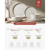imageFamiware Milkyway Stoneware Dinnerware Sets with Mugs Service for 4 16pcs Plates and Bowls Sets Scratch Resistant Microwave and Dishwasher Safe Dishes Set WhiteMatte Beige White