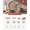 imageFamiware Milkyway Stoneware Dinnerware Sets with Mugs Service for 4 16pcs Plates and Bowls Sets Scratch Resistant Microwave and Dishwasher Safe Dishes Set WhiteCinnamon Brown