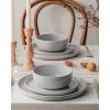 imageFamiware Milkyway Stoneware Dinnerware Sets with Mugs Service for 4 16pcs Plates and Bowls Sets Scratch Resistant Microwave and Dishwasher Safe Dishes Set WhiteLight Gray