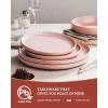 imageFamiware Milkyway Stoneware Dinnerware Sets with Mugs Service for 4 16pcs Plates and Bowls Sets Scratch Resistant Microwave and Dishwasher Safe Dishes Set WhiteLight Pink
