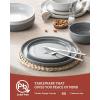 imageFamiware Milkyway Stoneware Dinnerware Sets with Mugs Service for 4 16pcs Plates and Bowls Sets Scratch Resistant Microwave and Dishwasher Safe Dishes Set WhiteWhite  Dark Gray