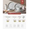imageFamiware Milkyway Stoneware Dinnerware Sets with Mugs Service for 4 16pcs Plates and Bowls Sets Scratch Resistant Microwave and Dishwasher Safe Dishes Set WhiteLight Gray