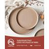 imageFamiware Milkyway Stoneware Dinnerware Sets with Mugs Service for 4 16pcs Plates and Bowls Sets Scratch Resistant Microwave and Dishwasher Safe Dishes Set WhiteCinnamon Brown