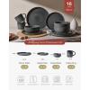 imageFamiware Milkyway Stoneware Dinnerware Sets with Mugs Service for 4 16pcs Plates and Bowls Sets Scratch Resistant Microwave and Dishwasher Safe Dishes Set WhiteMatte Dark Charcoal