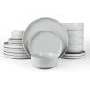 imageFamiware Milkyway Stoneware Dinnerware Sets with Mugs Service for 4 16pcs Plates and Bowls Sets Scratch Resistant Microwave and Dishwasher Safe Dishes Set WhiteLight Gray