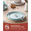 imageFamiware Milkyway Stoneware Dinnerware Sets with Mugs Service for 4 16pcs Plates and Bowls Sets Scratch Resistant Microwave and Dishwasher Safe Dishes Set WhiteMatte Beige White  Light Blue