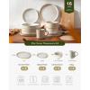 imagefamiware Star Dinnerware Set Plates and Bowls Sets for 4 12pcs Ribbed Stoneware Dishes  Chip ampamp Scratch Resistant Microwave ampamp Dishwasher Safe Multicolor  Cappuccino White ampamp Smoky BlueCappuccino White