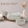 imagefamiware Star Dinnerware Set Plates and Bowls Sets for 4 12pcs Ribbed Stoneware Dishes  Chip ampamp Scratch Resistant Microwave ampamp Dishwasher Safe Multicolor  Cappuccino White ampamp Smoky BlueMatte Reactive White