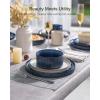 imagefamiware Star Dinnerware Set Plates and Bowls Sets for 4 12pcs Ribbed Stoneware Dishes  Chip ampamp Scratch Resistant Microwave ampamp Dishwasher Safe Multicolor  Cappuccino White ampamp Smoky BlueCappuccino White  Nebulas Blue