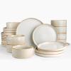 imagefamiware Star Dinnerware Set Plates and Bowls Sets for 4 12pcs Ribbed Stoneware Dishes  Chip ampamp Scratch Resistant Microwave ampamp Dishwasher Safe Multicolor  Cappuccino White ampamp Smoky BlueCappuccino White