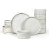 imagefamiware Star Dinnerware Set Plates and Bowls Sets for 4 12pcs Ribbed Stoneware Dishes  Chip ampamp Scratch Resistant Microwave ampamp Dishwasher Safe Multicolor  Cappuccino White ampamp Smoky BlueMatte White