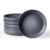 imagefamiware Milkyway Pasta Bowls Set of 4 85quot Large Salad Bowls Double Reactive Glaze Sturdy ampamp Stackable Ideal for Housewarming Festivals Light GreenMatte Dark Charcoal