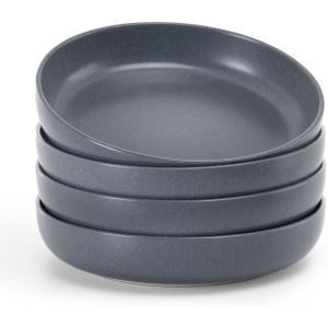 imagefamiware Milkyway Pasta Bowls Set of 4 85quot Large Salad Bowls Double Reactive Glaze Sturdy ampamp Stackable Ideal for Housewarming Festivals Light GreenMatte Dark Charcoal