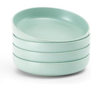 imagefamiware Milkyway Pasta Bowls Set of 4 85quot Large Salad Bowls Double Reactive Glaze Sturdy ampamp Stackable Ideal for Housewarming Festivals Light GreenLight Green