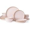 imageFamiware Saturn Plates and Bowls Dish Sets for 6 18 Pieces Stoneware Dinnerware Set with HandPainted Trim  Chip ampamp Scratch Resistant Microwave ampamp Dishwasher Safe Ceramic Dishes Light BlueLight Pink