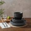 imageFamiware Saturn Plates and Bowls Dish Sets for 6 18 Pieces Stoneware Dinnerware Set with HandPainted Trim  Chip ampamp Scratch Resistant Microwave ampamp Dishwasher Safe Ceramic Dishes Light BlueBlack