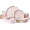 imageFamiware Saturn Plates and Bowls Dish Sets for 6 18 Pieces Stoneware Dinnerware Set with HandPainted Trim  Chip ampamp Scratch Resistant Microwave ampamp Dishwasher Safe Ceramic Dishes Light BlueLight Pink