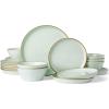 imageFamiware Saturn Plates and Bowls Dish Sets for 6 18 Pieces Stoneware Dinnerware Set with HandPainted Trim  Chip ampamp Scratch Resistant Microwave ampamp Dishwasher Safe Ceramic Dishes Light BlueLight Green