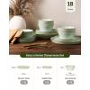 imageFamiware Saturn Plates and Bowls Dish Sets for 6 18 Pieces Stoneware Dinnerware Set with HandPainted Trim  Chip ampamp Scratch Resistant Microwave ampamp Dishwasher Safe Ceramic Dishes Light BlueLight Green