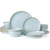 imageFamiware Saturn Plates and Bowls Dish Sets for 6 18 Pieces Stoneware Dinnerware Set with HandPainted Trim  Chip ampamp Scratch Resistant Microwave ampamp Dishwasher Safe Ceramic Dishes Light BlueLight Blue