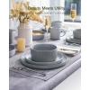 imageFamiware Star Dinnerware Set with Pasta Bowls Service for 6 24 Pieces Ribbed Stoneware Plates and Double Bowls Sets with Trim  Chip ampamp Scratch Resistant Microwave ampamp Dishwasher Safe Dishes WhiteMatte Gray