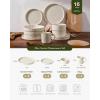 imageFamiware Star Dinnerware Set with Pasta Bowls Service for 6 24 Pieces Ribbed Stoneware Plates and Double Bowls Sets with Trim  Chip ampamp Scratch Resistant Microwave ampamp Dishwasher Safe Dishes WhiteWhite