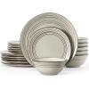 image:imageFamiware Tempus Plates and Bowls Sets for 6 18 Pieces Stoneware Dinnerware Sets Reactive Glaze Dishes Set Dishwasher ampamp Microwave Safe  Dark OliveTWTerreverte