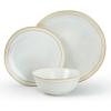 image:imageFamiware Tempus Plates and Bowls Sets for 6 18 Pieces Stoneware Dinnerware Sets Reactive Glaze Dishes Set Dishwasher ampamp Microwave Safe  Dark OliveAECappuccino White