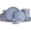 image:imageFamiware Tempus Plates and Bowls Sets for 6 18 Pieces Stoneware Dinnerware Sets Reactive Glaze Dishes Set Dishwasher ampamp Microwave Safe  Dark OliveANReactive Blue