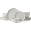 image:imageFamiware Tempus Plates and Bowls Sets for 6 18 Pieces Stoneware Dinnerware Sets Reactive Glaze Dishes Set Dishwasher ampamp Microwave Safe  Dark OliveMLWhite